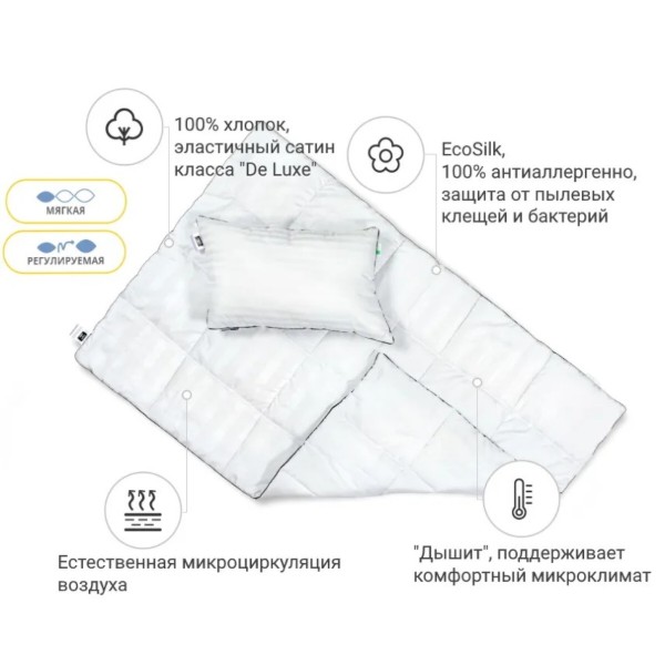 Фото - Набор детское одеяло + подушка MirSon Royal Pearl Ecosilk 855 Зима 110x140 + 40x60 см (2200000247100)